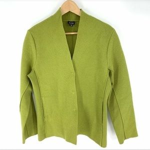 Eileen Fisher Green Wool Snap Front Jacket